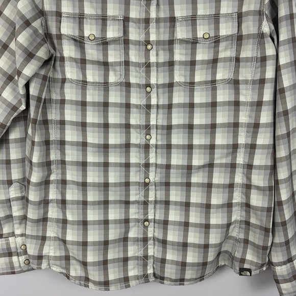 The North Face Cabincore Casual Plaid Long Sleeve Snap Front Shirt Large Grey - Picture 4 of 15